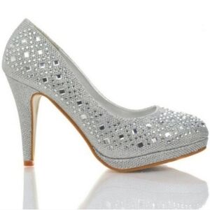 Top Moda Rhinestone Studded Sparkling Platform Stiletto Heels